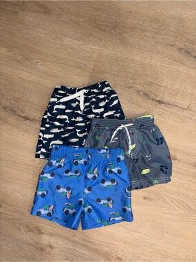 Joe Fresh Bright Blue Swim Trunks with Surf Truck Print and old navy